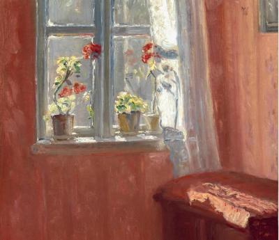 Michael Ancher Den røde stue, 1914