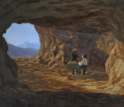 Martinus Rørbye. Parti fra en klippehule, Cervara, 1835