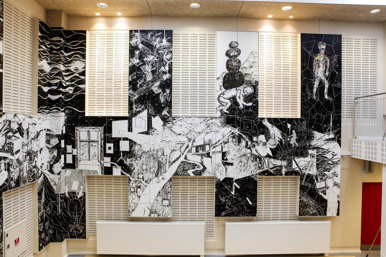 Kasper Bonnén: Vejen gennem foranderlige landskaber og byer [The way through changing landscapes and cities], 2015. Horsens Gymnasium