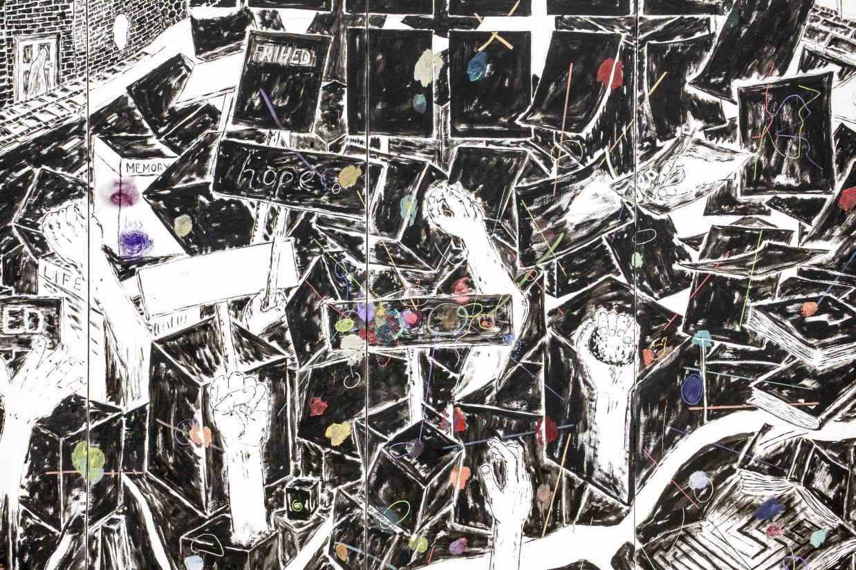 Kaspar Bonnén: Vejen gennem foranderlige landskaber og byer [The way through changing landscapes and cities], 2015. Horsens Gymnasium