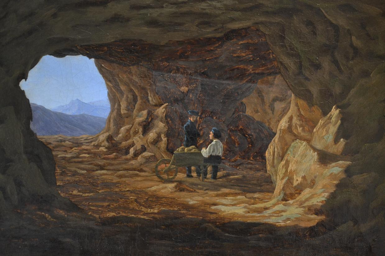 Martinus Rørbye. Parti fra en klippehule, Cervara, 1835