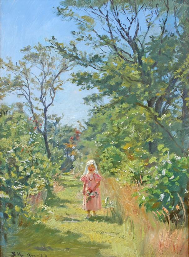 P.S. Krøyer. Vibeke Krøyer i Skagen Plantage, 1899