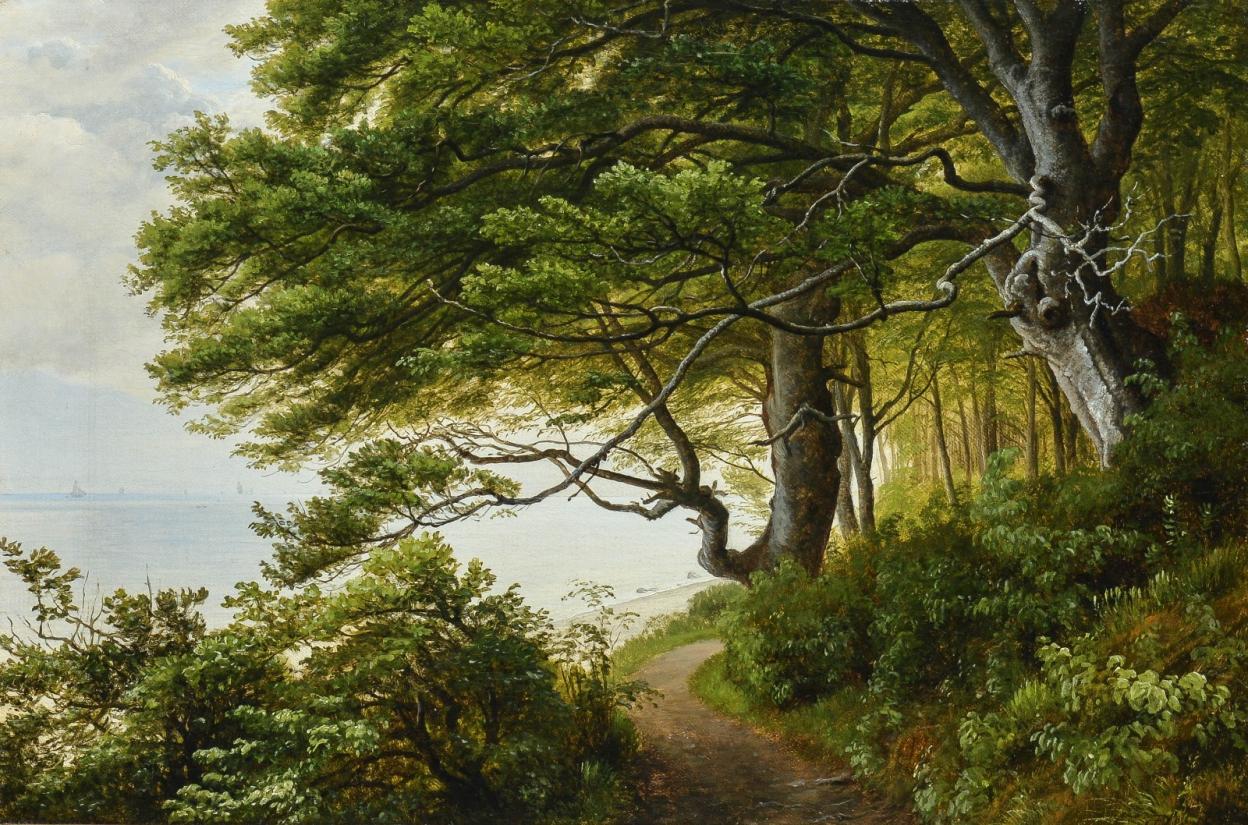 P.C. Skovgaard Sti gennem skoven ved Liselund, 1857