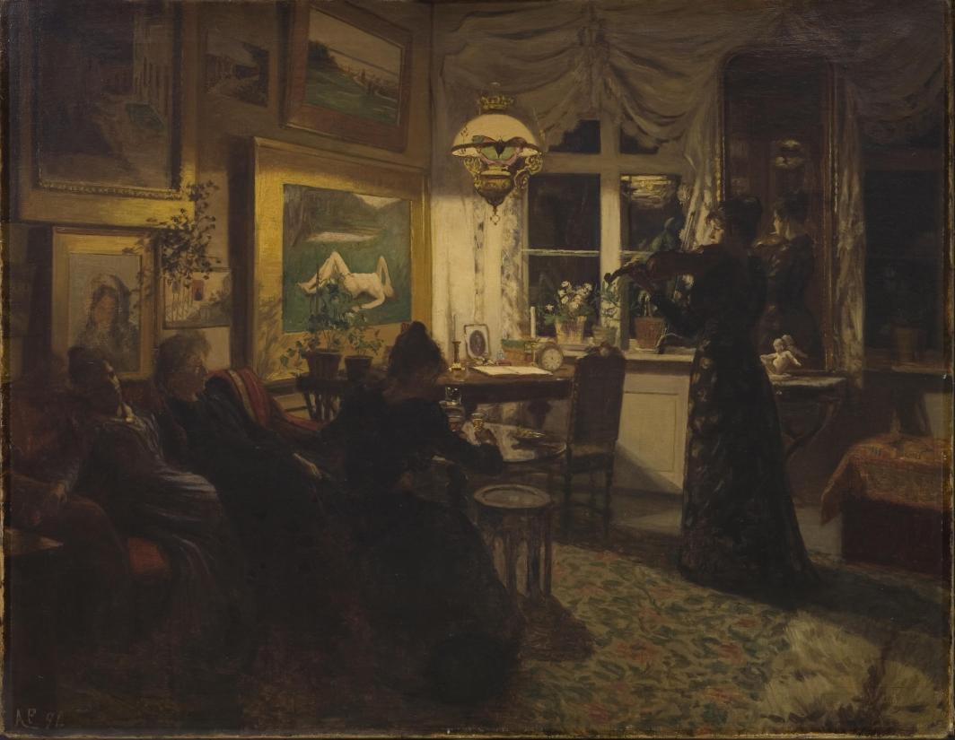 Anna Sophie Petersen. En aften hos veninden. Ved lampelys, 1891