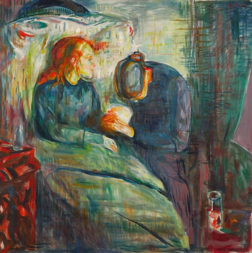 Edvard Munch. Det syge barn, 1925. Olie på lærred, 118,7 x 121 cm. Munchmuseet, Oslo 