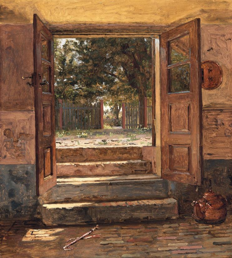 Christen Købke. Nedgang til et køkken, ca. 1845 