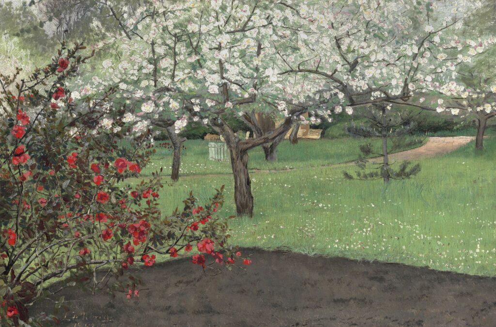 L.A. Ring van Gogh frugthaven Pyrus japonica og æbletræ i blomst 1893 Øregaard